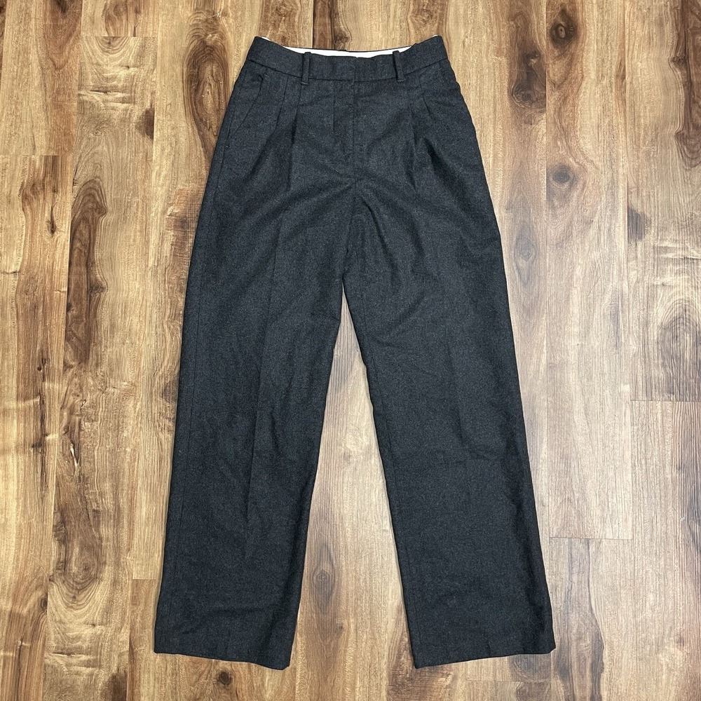 Wilfred Aritzia The Effortless Pant Size 6 Gray Pleated Wide Leg Trousers Wool